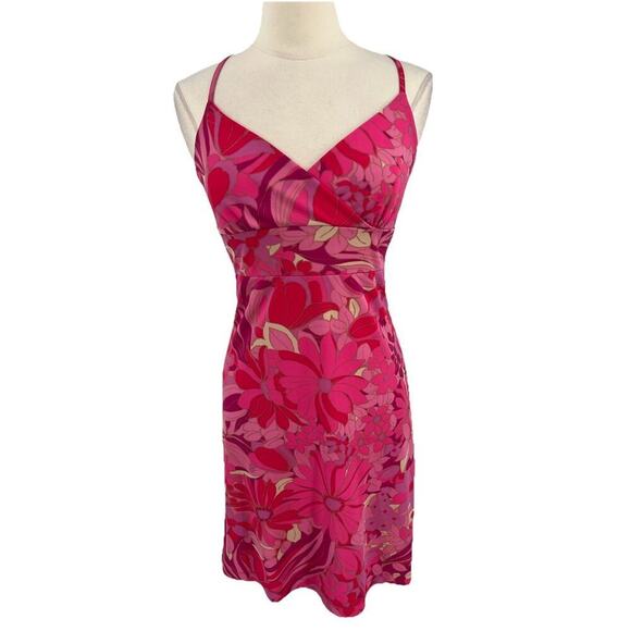 90s Y2K Vintage Express Floral Pink Spaghetti Strap Sundress Groovy Dress 5/6 - Picture 1 of 10